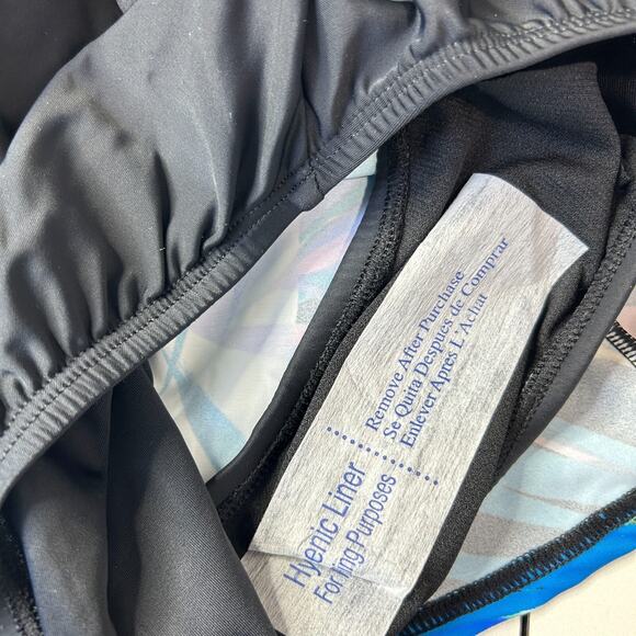 Swim Solutions Bow-Front Swim Dress Black Multicolor 60202186 Women's 10 NWT - Picture 8 of 10